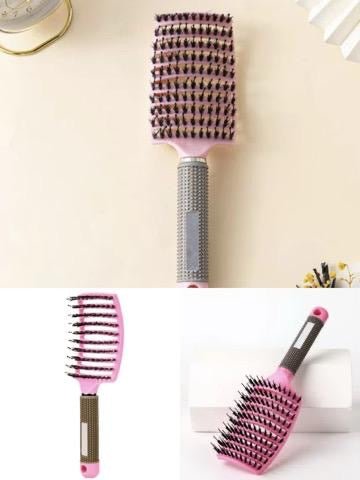 Curved vented, hairbrush boar bristle - Goddesshairandskin