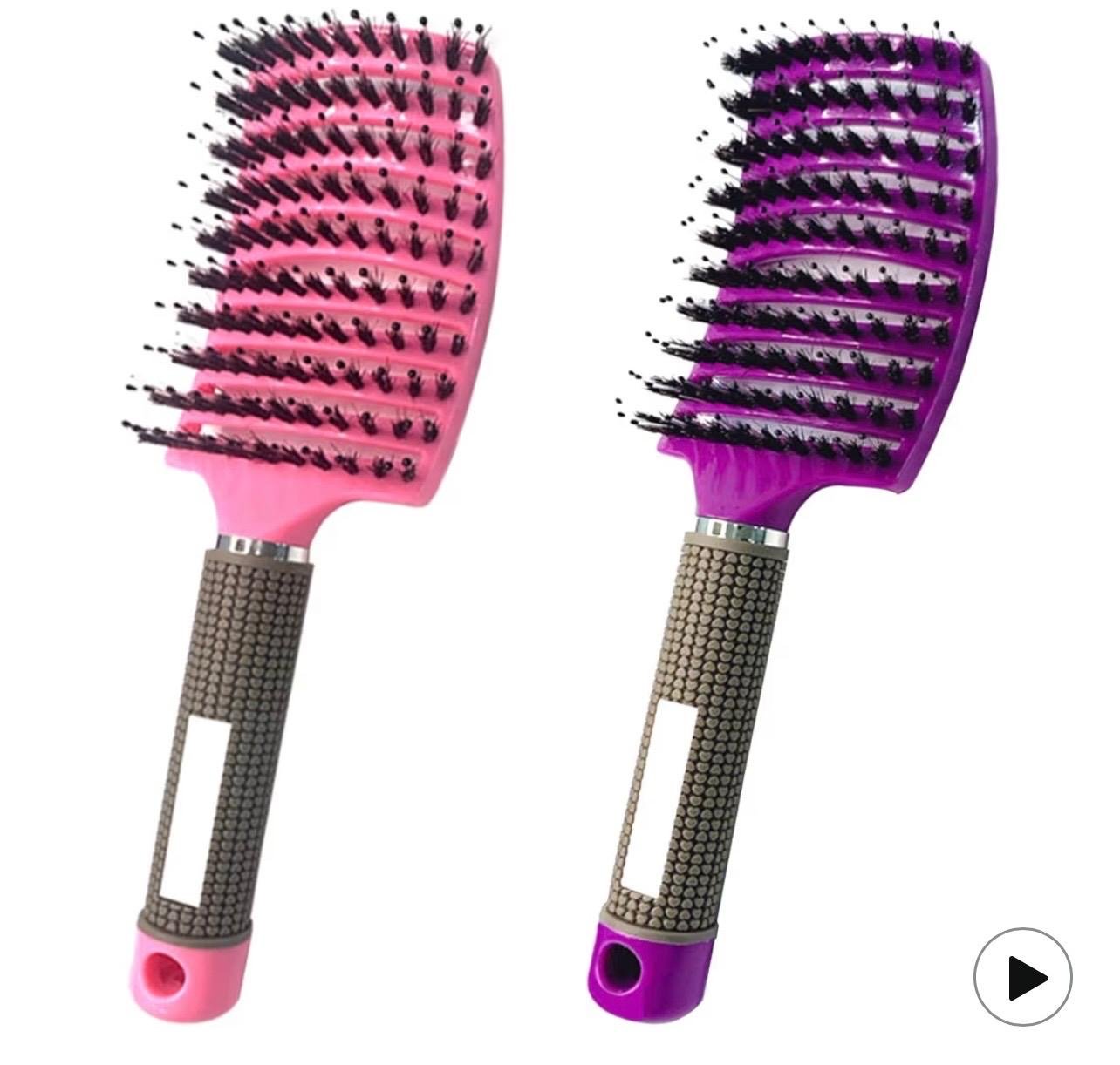 Curved vented, hairbrush boar bristle - Goddesshairandskin
