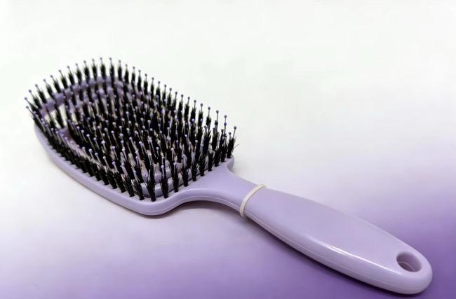 Boar Bristle Brush for Hair Smooth, Shine & Detangle with white handle for effortless styling and detangling.