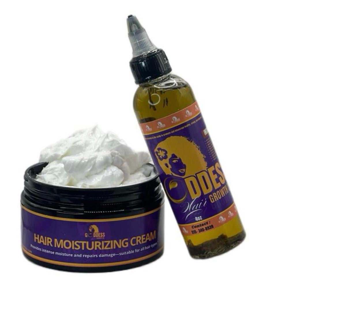 Goddess Length Retention Kit – Hair Growth Oil & Moisturizing Cream - Goddesshairandskin